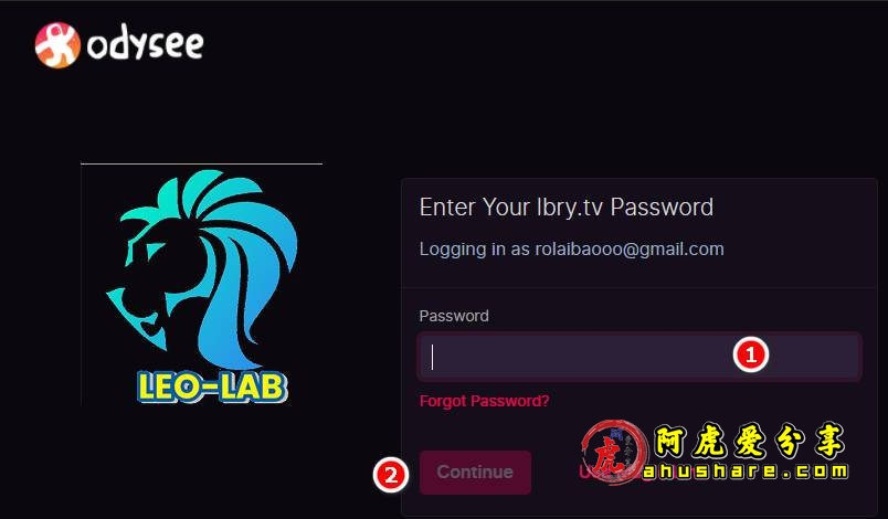 Odysee enter password